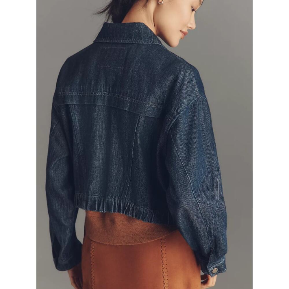 Pilcro Anthropologie Super-Soft Denim Moto Jacket Small - Picture 2 of 13